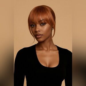 QGZ French bangs hair clip reddish brown